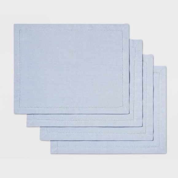 4pk Threshold Solid Light Blue Cotton Placemats - Picture 1 of 4
